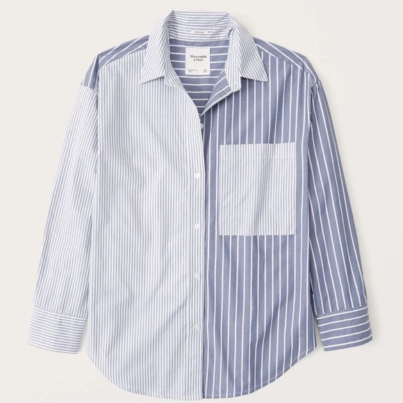 Abercrombie & Fitch Tops - New Abercrombie and Fitch Womens Oversized Poplin Colorblock Shirt Stripe